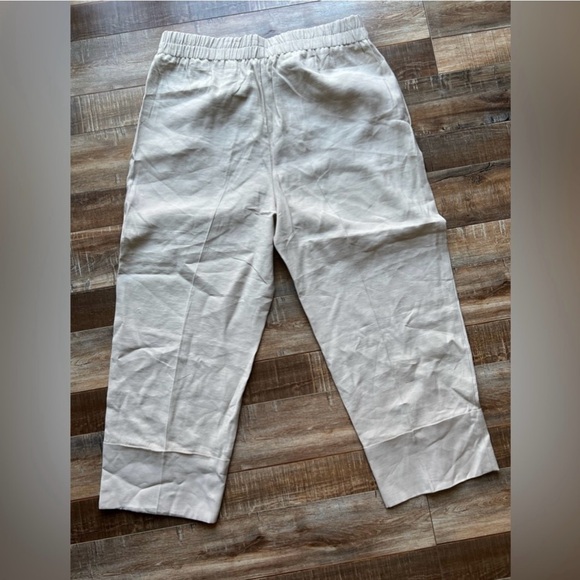 Zara cream tan high waisted elastic waistband pants sz XL NWT - Picture 3 of 6